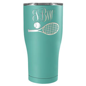 Personalized Monogrammed Tennis Ball and Racket Laser Engraved on Stainless Steel Tennis Tumbler