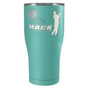 Personalized Golfer Laser Engraved on Stainless Steel Golf Tumbler