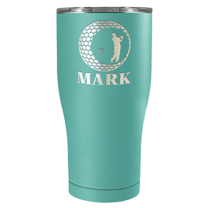 Personalized Golfer in Ball Laser Engraved on Stainless Steel Golf Tumbler