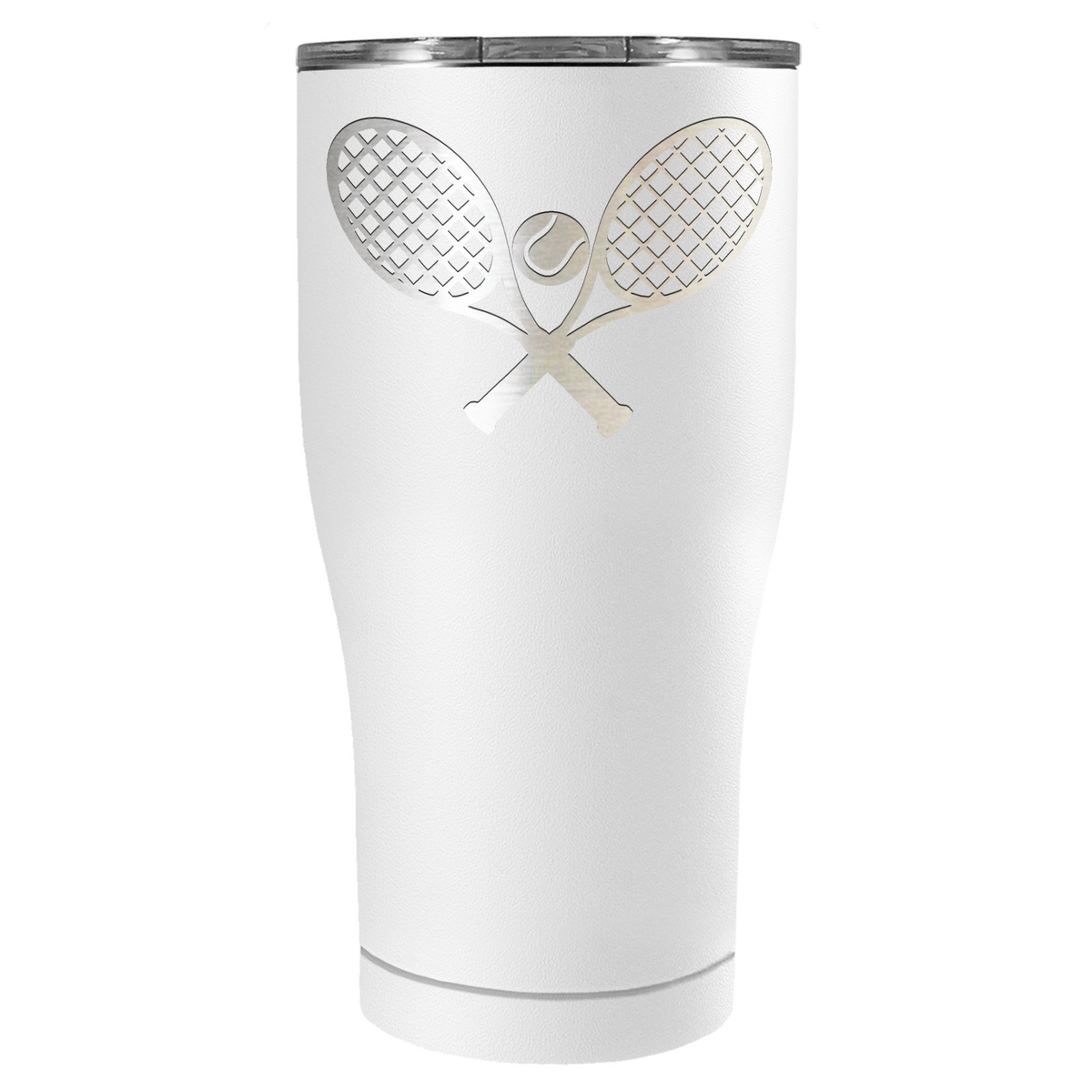Tennis Rackets and Ball Laser Engraved on Stainless Steel Tennis Tumbler