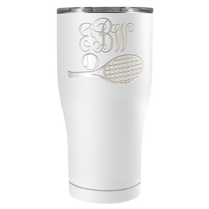 Personalized Monogrammed Tennis Ball and Racket Laser Engraved on Stainless Steel Tennis Tumbler