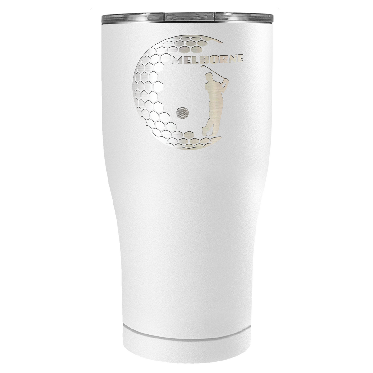 Personalized Golfer in Half Ball Laser Engraved on Stainless Steel Golf Tumbler