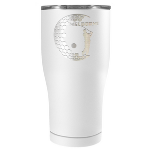 Personalized Golfer in Half Ball Laser Engraved on Stainless Steel Golf Tumbler