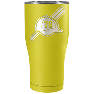 Baseball Bat and Hat with Personalized Number Laser Engraved on Stainless Steel Baseball Tumbler