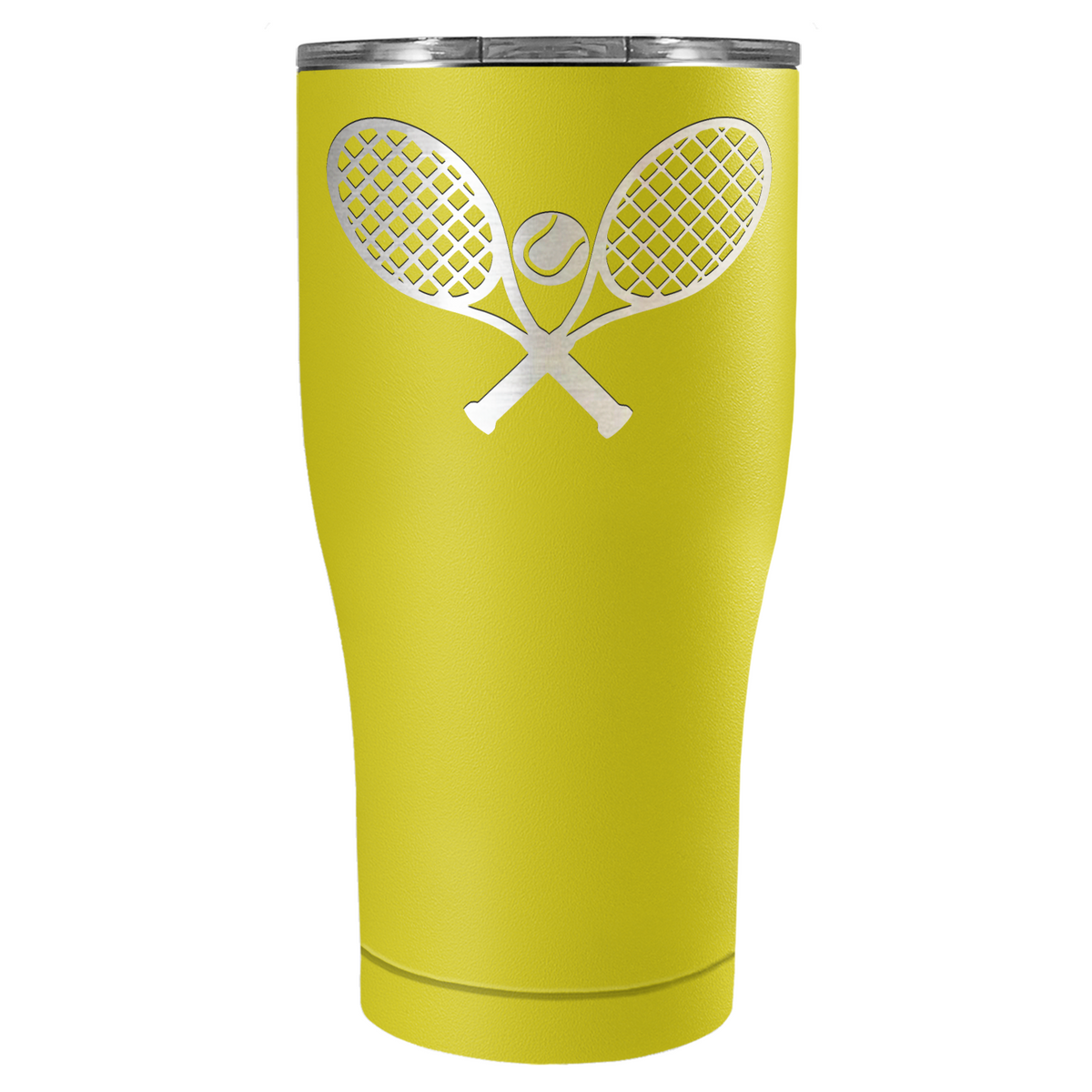 Tennis Rackets and Ball Laser Engraved on Stainless Steel Tennis Tumbler