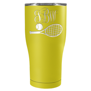 Personalized Monogrammed Tennis Ball and Racket Laser Engraved on Stainless Steel Tennis Tumbler