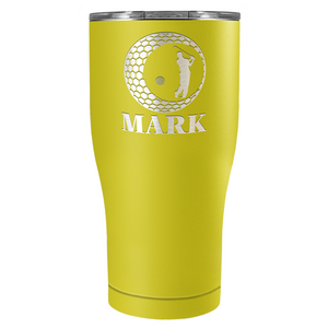 Personalized Golfer in Ball Laser Engraved on Stainless Steel Golf Tumbler