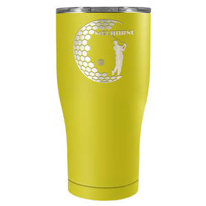 Personalized Golfer in Half Ball Laser Engraved on Stainless Steel Golf Tumbler