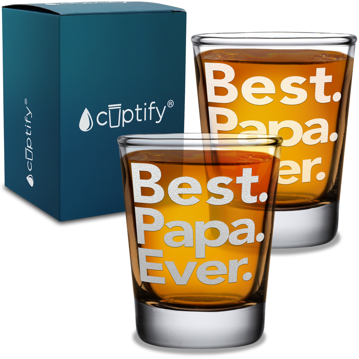 Best. Papa. Ever. Etched on 2oz Shot Glasses - Set of 2