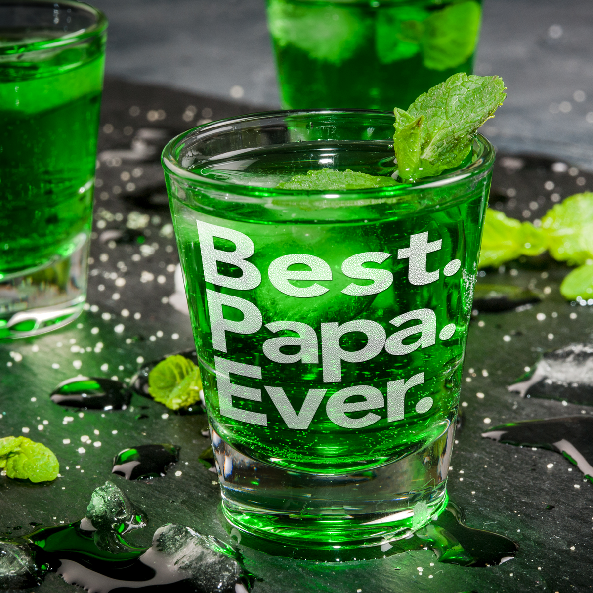 Best. Papa. Ever. Etched on 2oz Shot Glasses - Set of 2