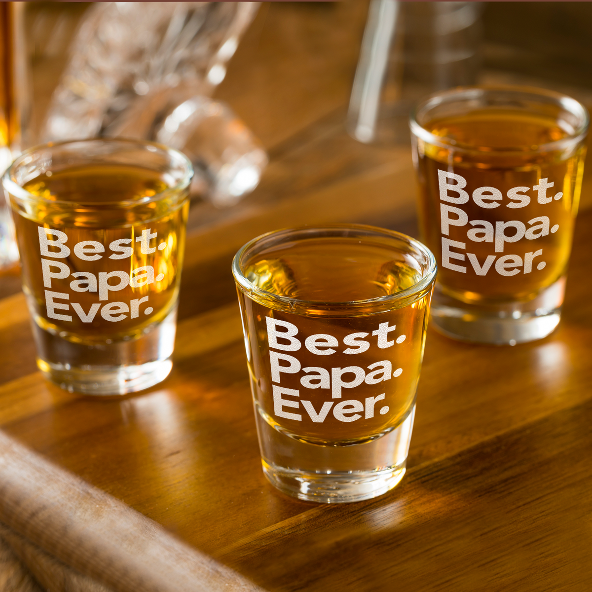 Best. Papa. Ever. Etched on 2oz Shot Glasses - Set of 2