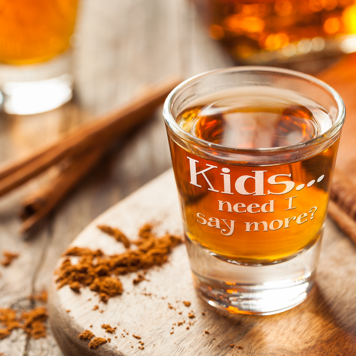  Kids... Need I Say More? Etched on 2oz Shot Glasses - Set of 2