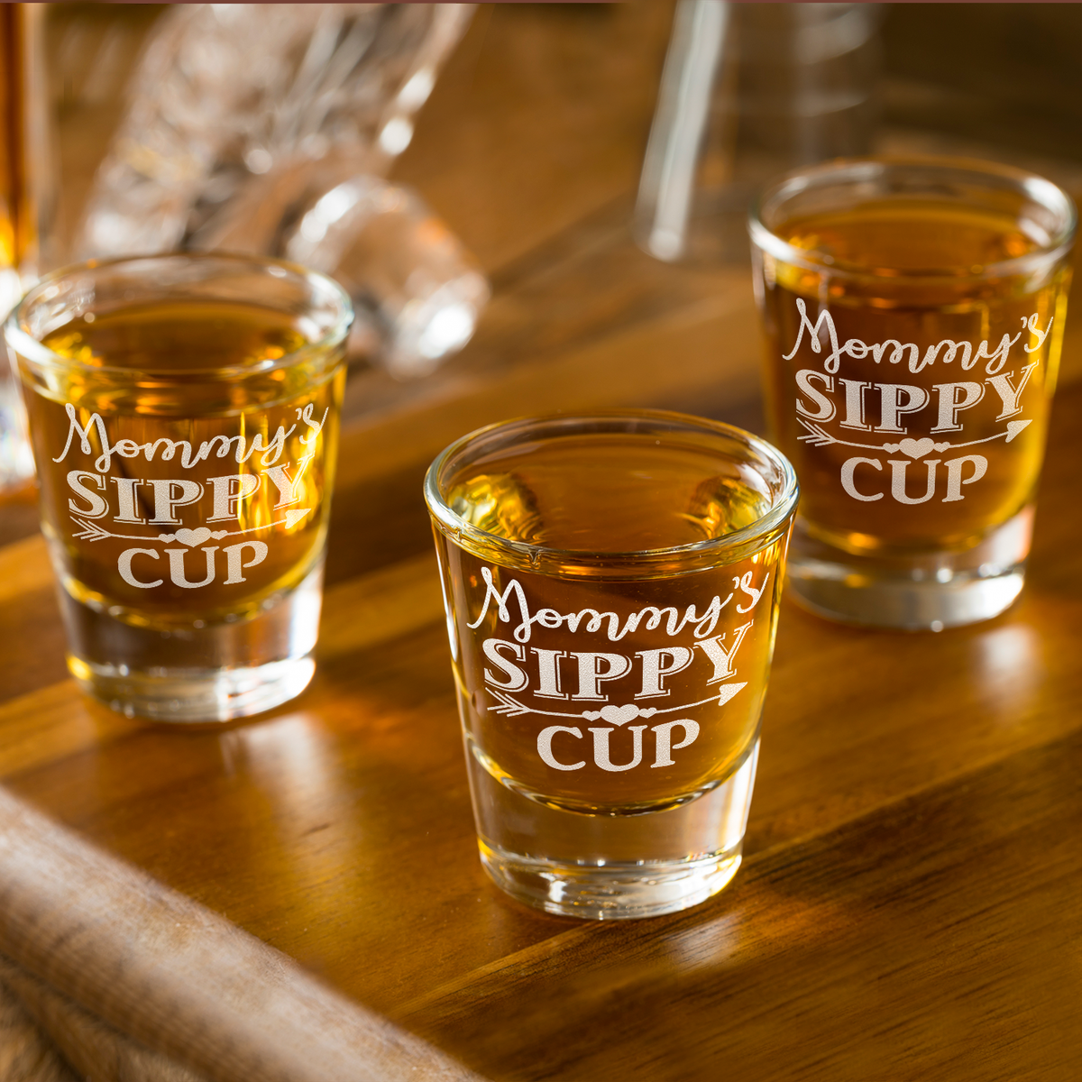  Mommy's Sippy Cup Arrow Etched on 2oz Shot Glasses - Set of 2