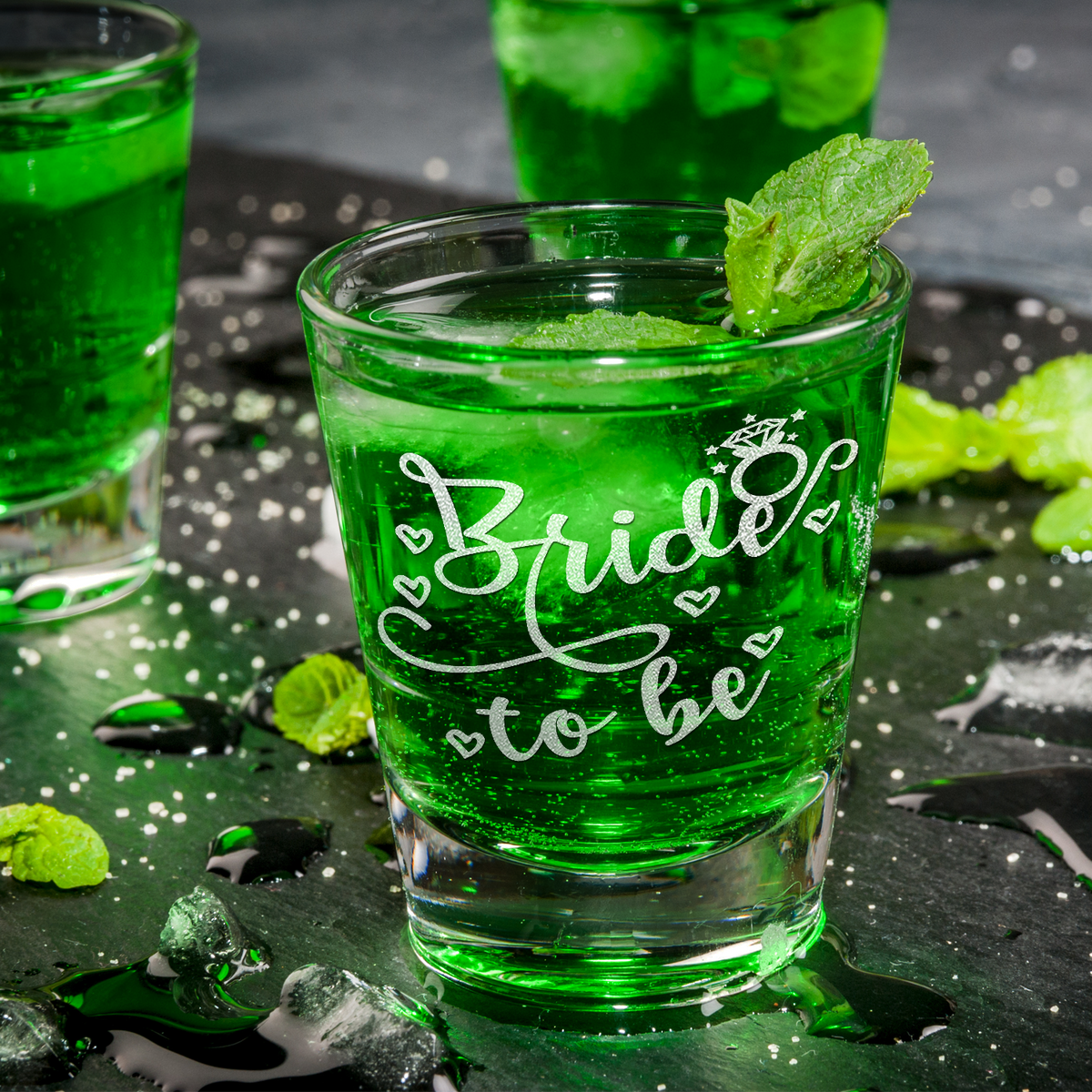  Bride To Be Etched on 2oz Shot Glasses - Set of 2