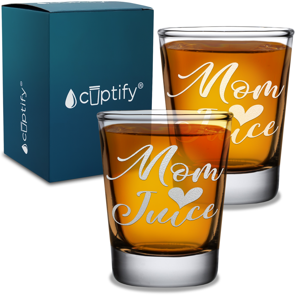  Mom Juice Etched on 2oz Shot Glasses - Set of 2