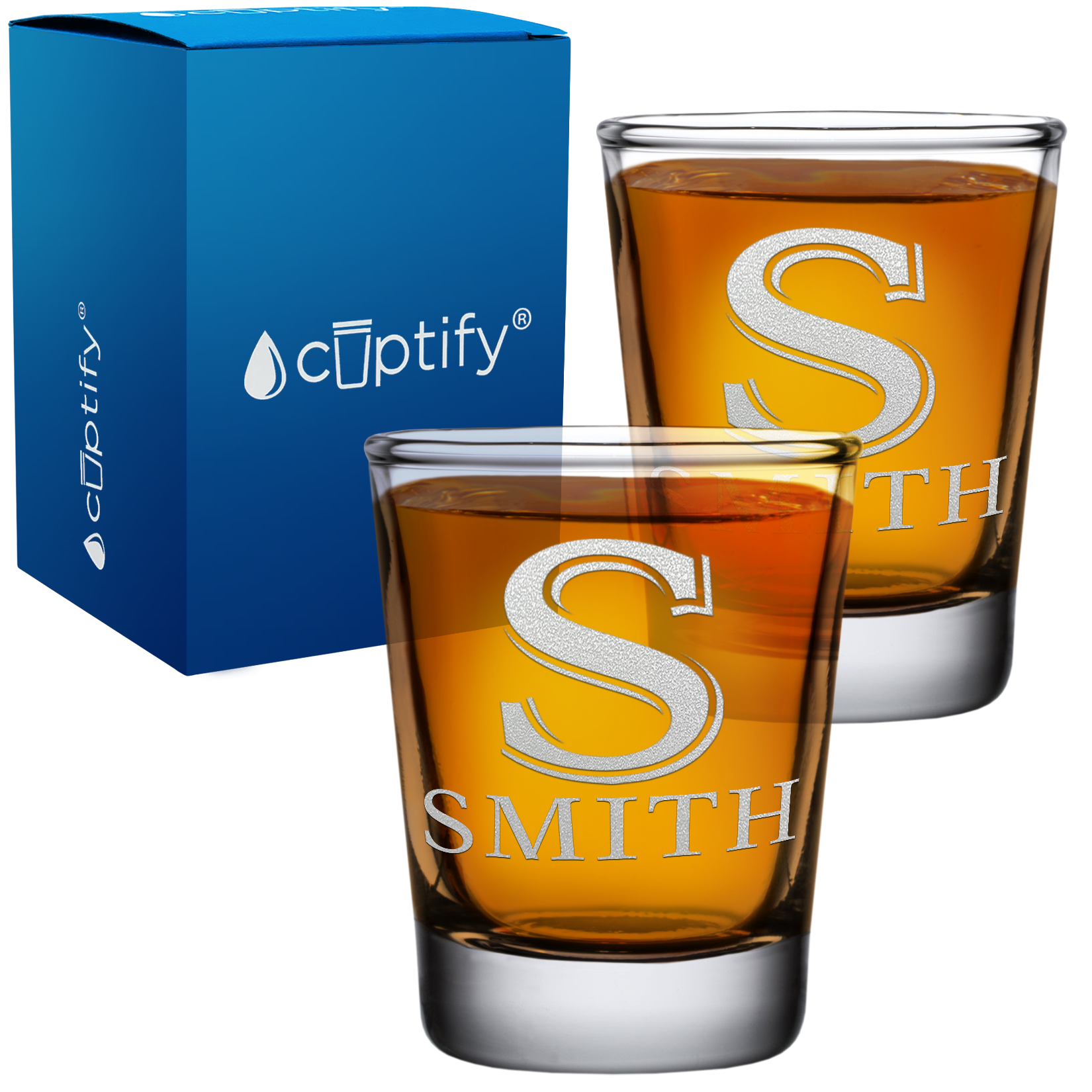 Personalized Initial and Name 2oz Shot Glasses - Set of 2