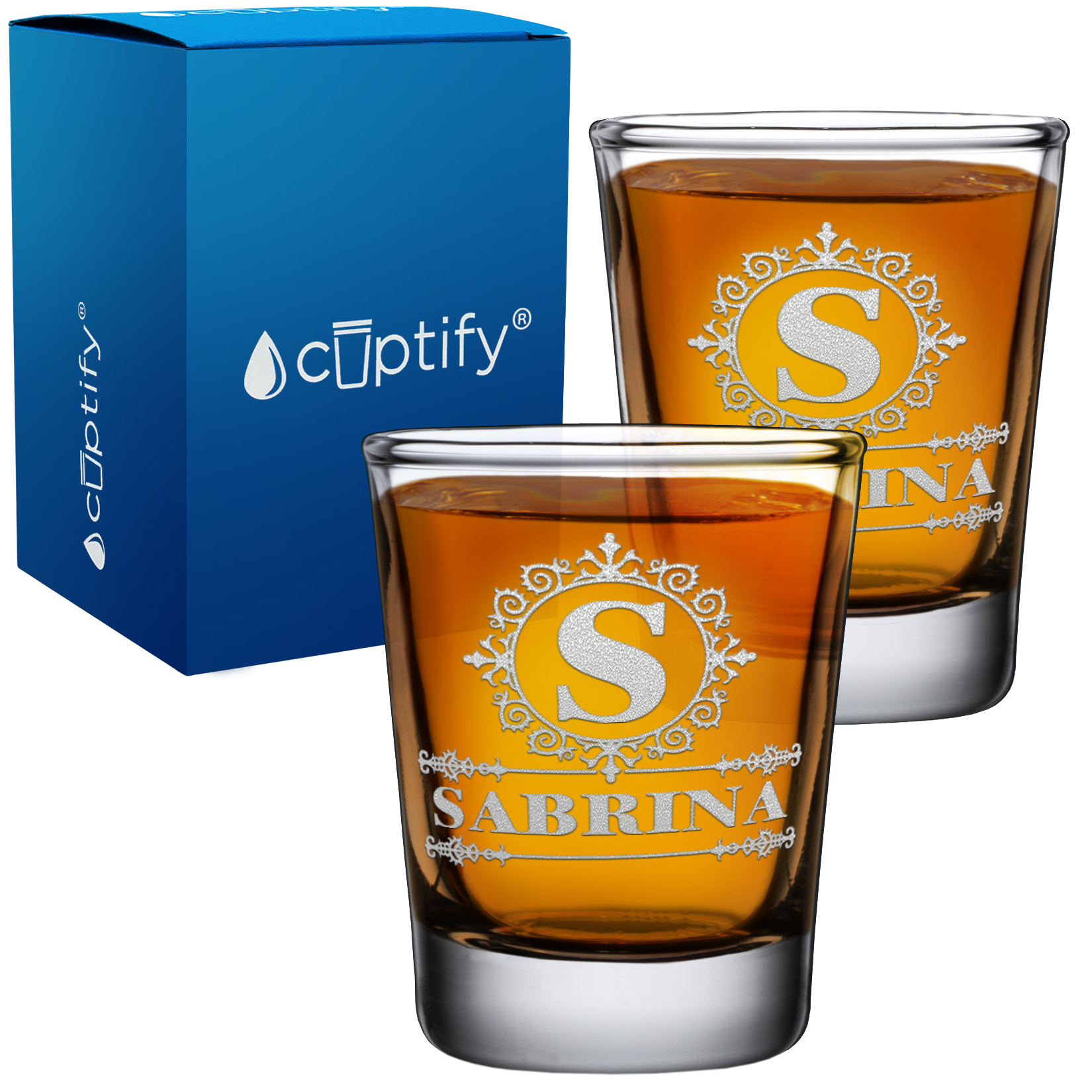 Personalized Ultramodern Monogram 2oz Shot Glasses - Set of 2