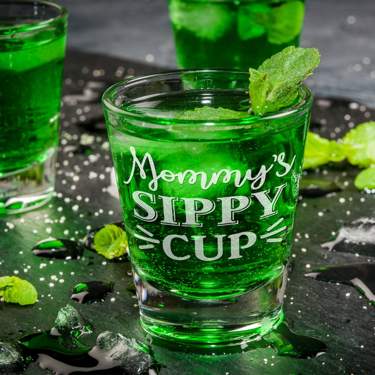  Mommy's Sippy Cup Etched on 2oz Shot Glasses - Set of 2