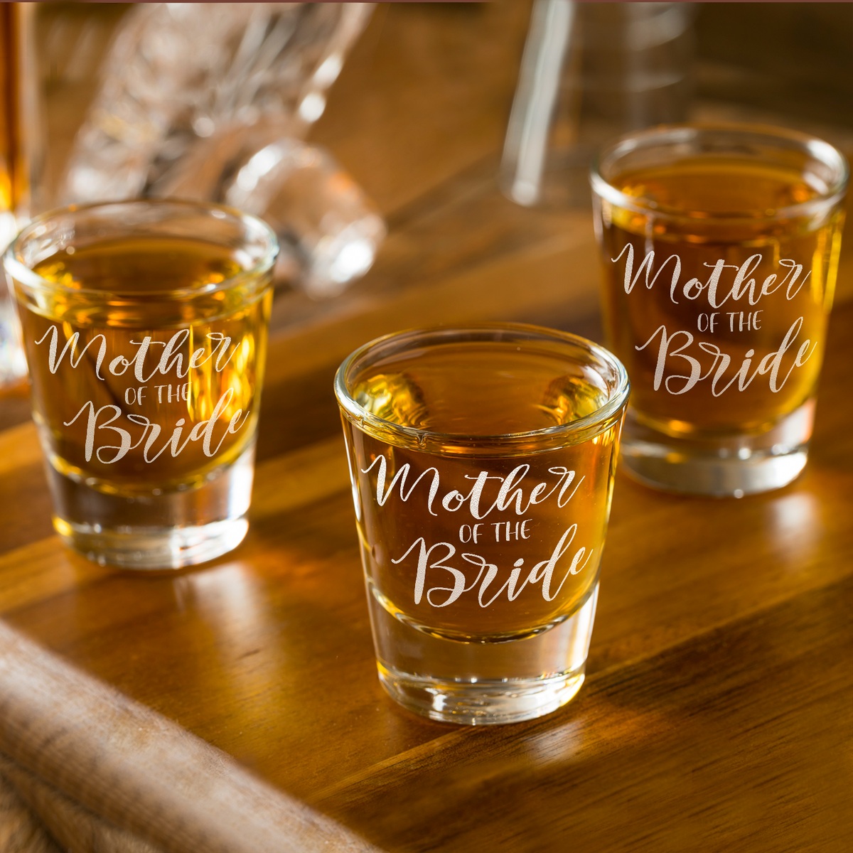  Mother of the Bride Etched on 2oz Shot Glasses - Set of 2