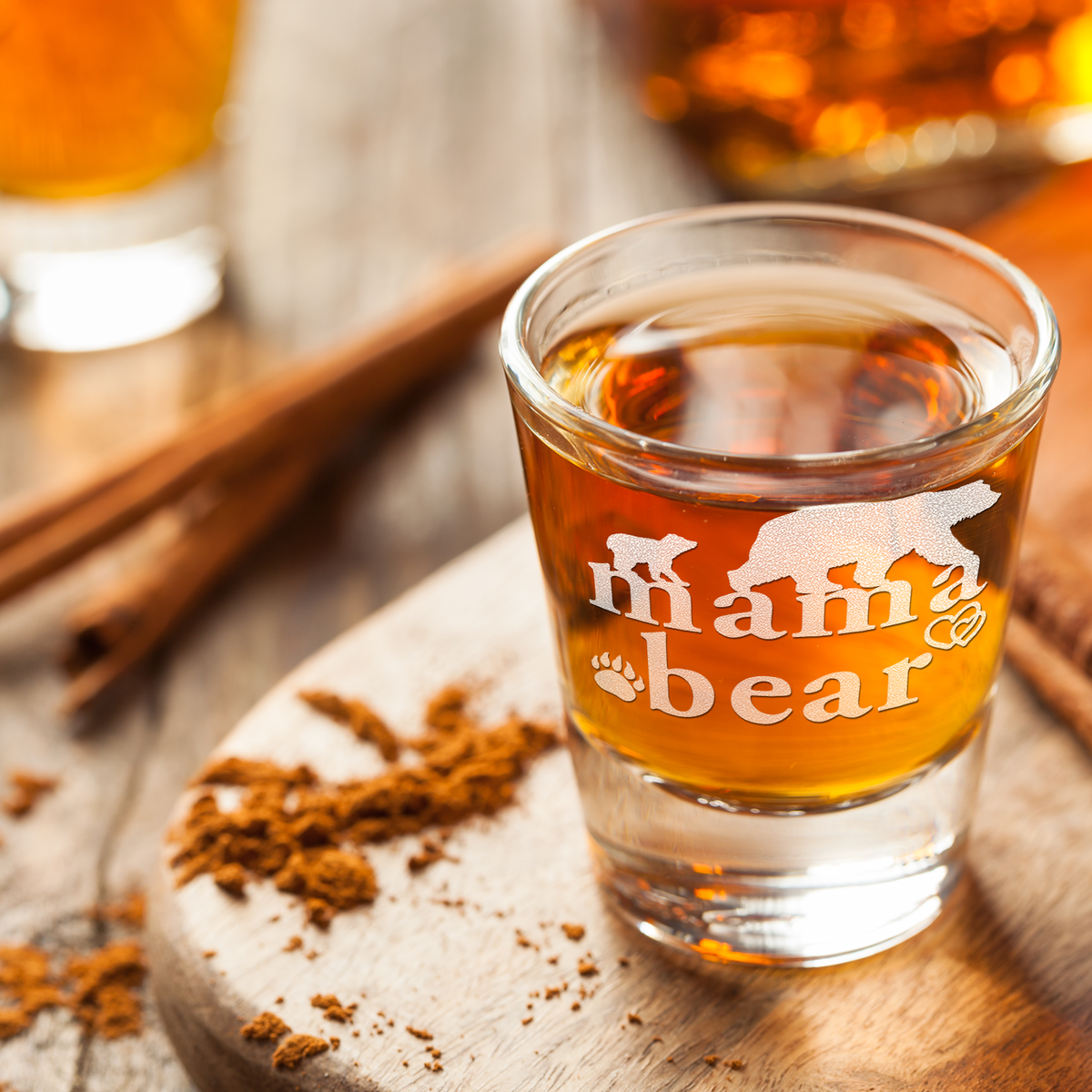  Mama Bear Etched on 2oz Shot Glasses - Set of 2