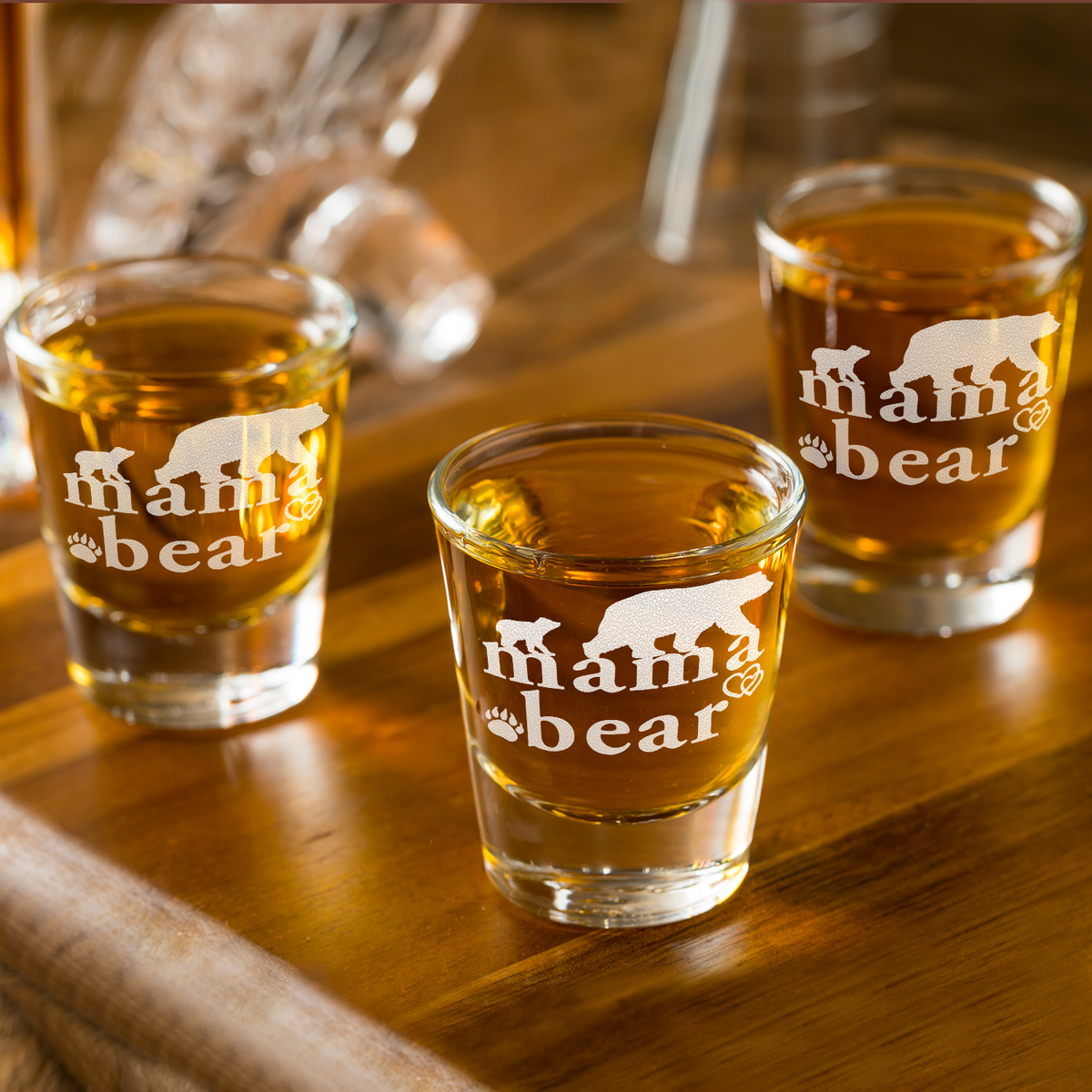  Mama Bear Etched on 2oz Shot Glasses - Set of 2