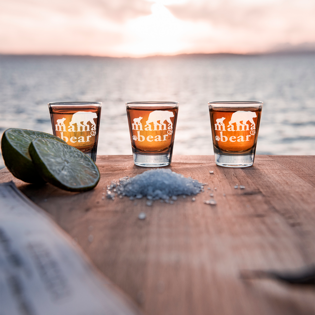  Mama Bear Etched on 2oz Shot Glasses - Set of 2