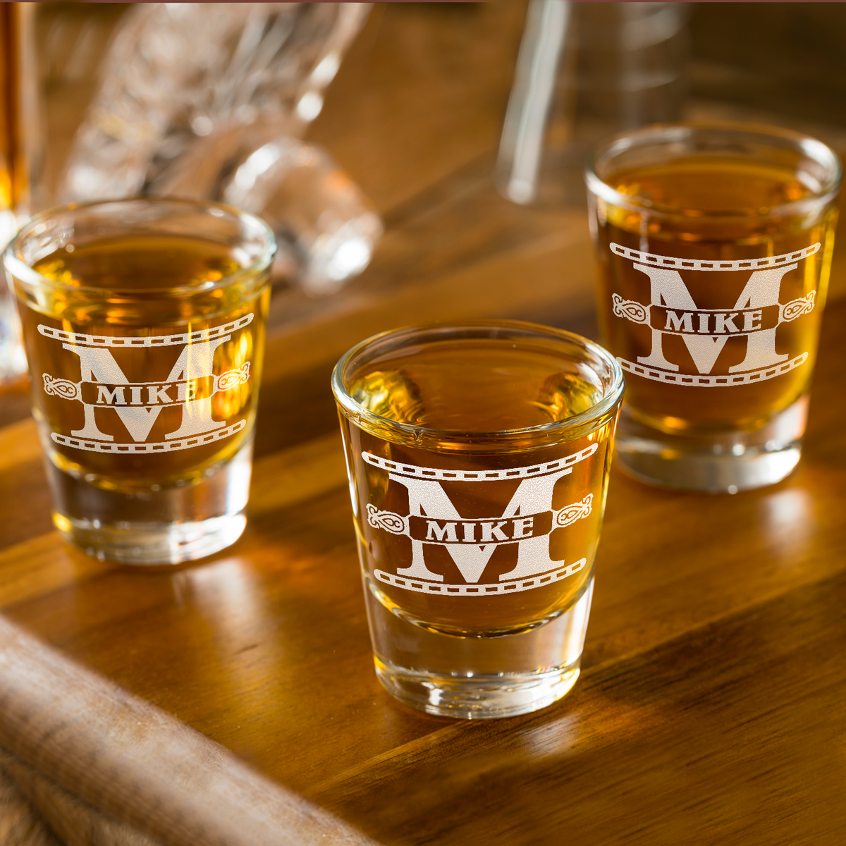  Personalized Monogram Initial Groomsmen Etched on 2oz Shot Glasses - Set of 2