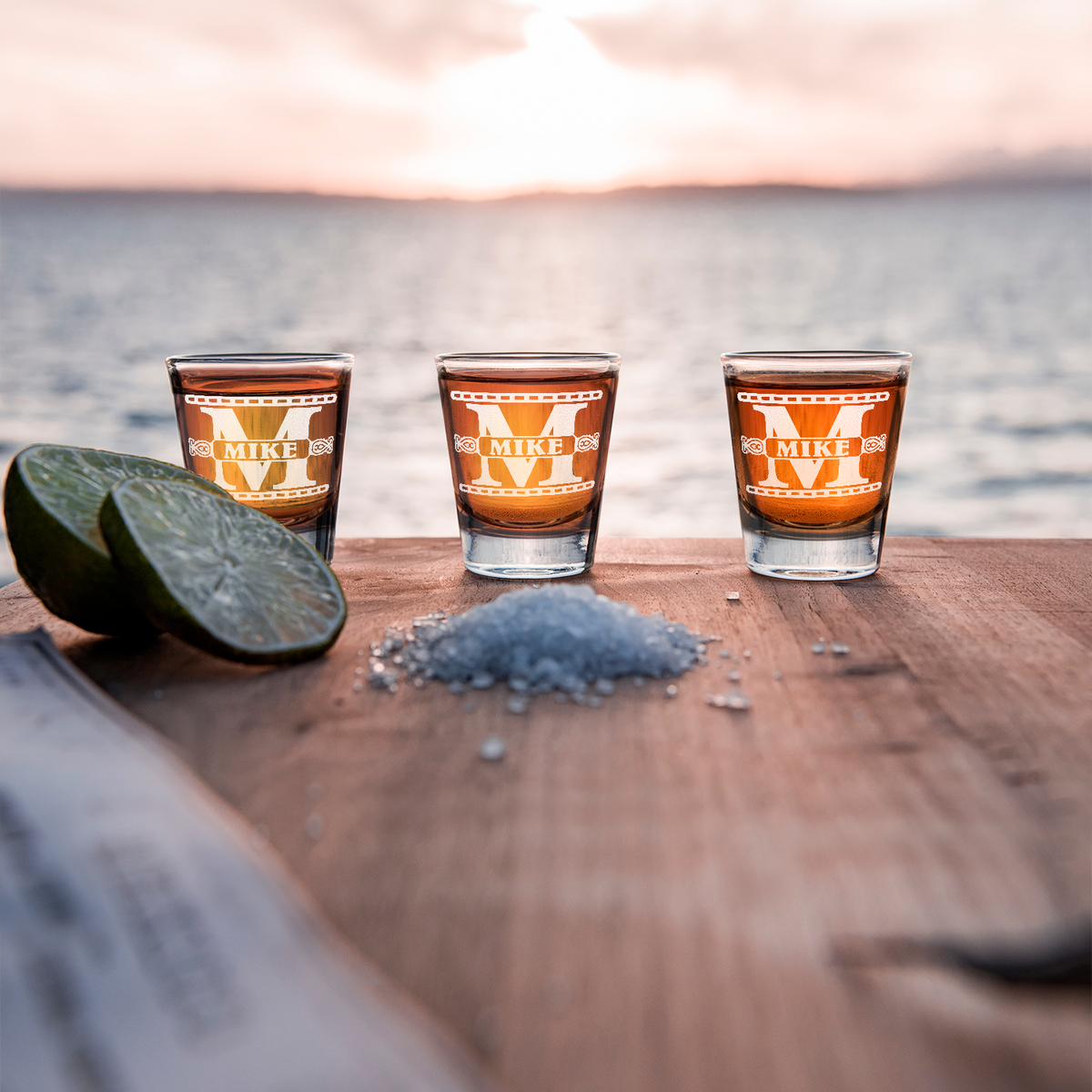  Personalized Monogram Initial Groomsmen Etched on 2oz Shot Glasses - Set of 2