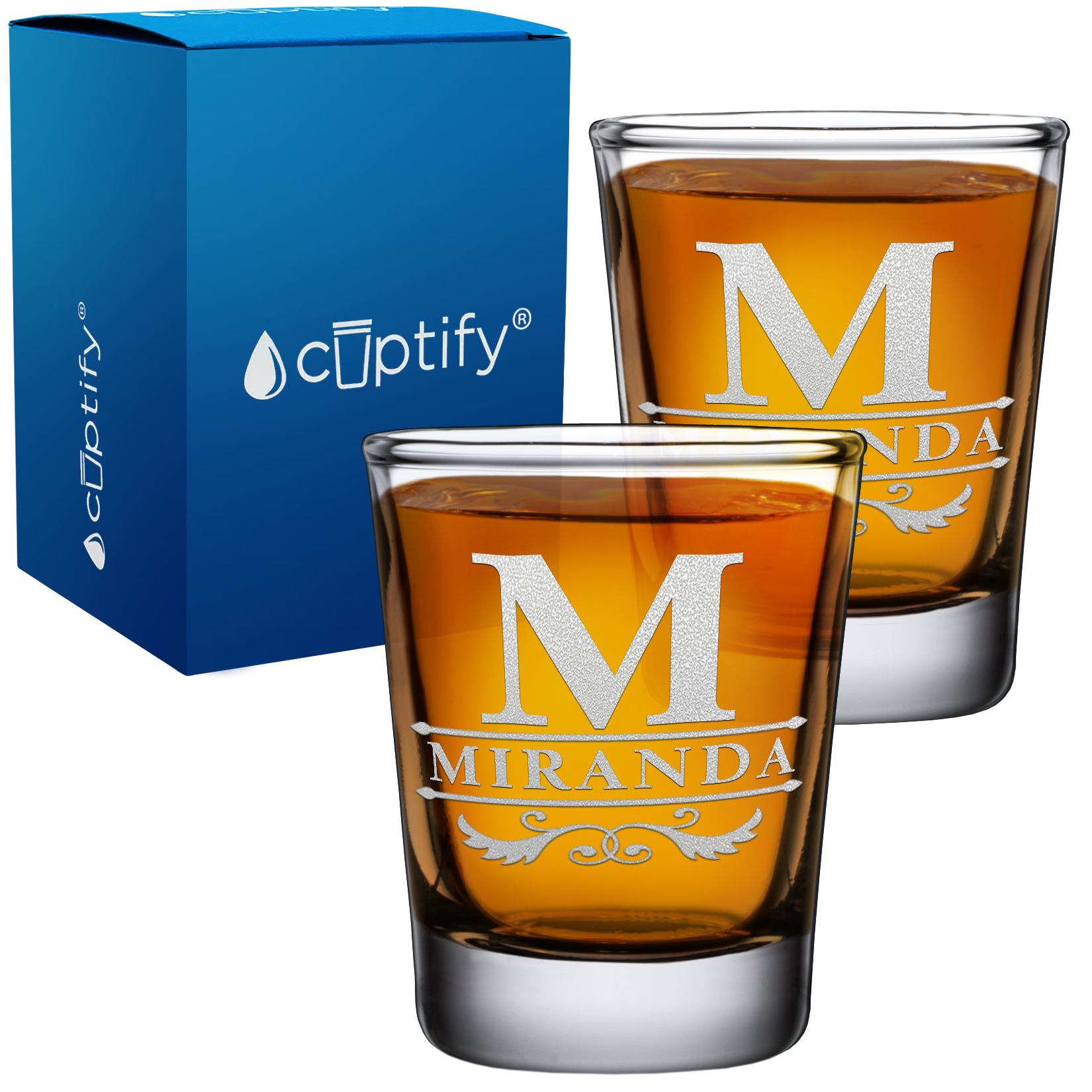 Personalized Initial Style 2oz Shot Glasses - Set of 2