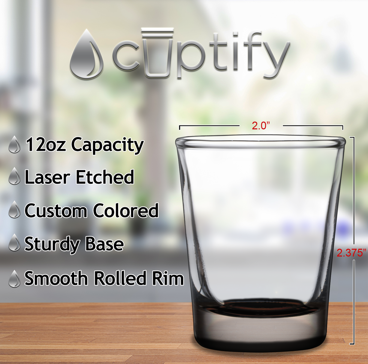 Black Bottom 2oz Shot Glasses - Set of 2