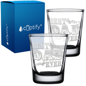 Cool Best Dad Ever Etched on 2oz Shot Glasses - Set of 2
