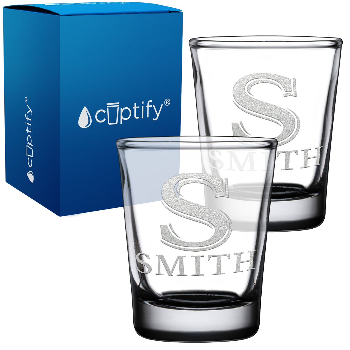 Personalized Initial and Name 2oz Shot Glasses - Set of 2