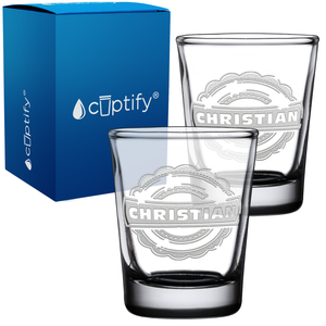 Personalized Asperous Monogram Etched 2oz Shot Glasses - Set of 2
