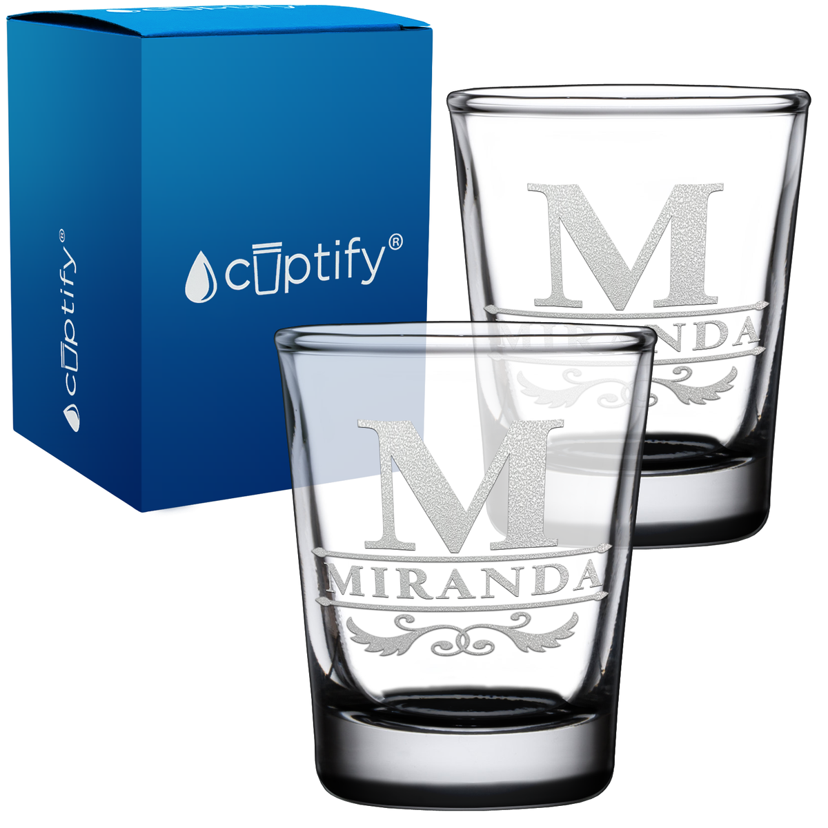 Personalized Initial Style 2oz Shot Glasses - Set of 2