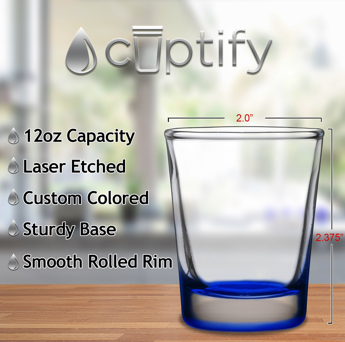 Blue Bottom 2oz Shot Glasses - Set of 2