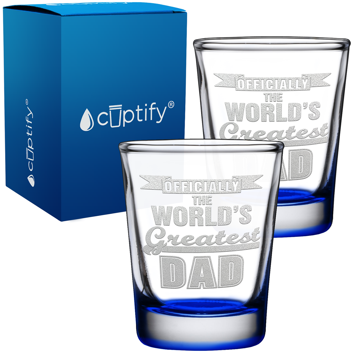 Officially The World's Greatest Dad 2oz Shot Glasses - Set of 2