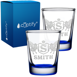 Personalized Pegasus Etched 2oz Shot Glasses - Set of 2
