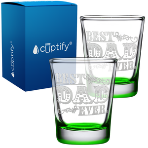 Cool Best Dad Ever Etched on 2oz Shot Glasses - Set of 2