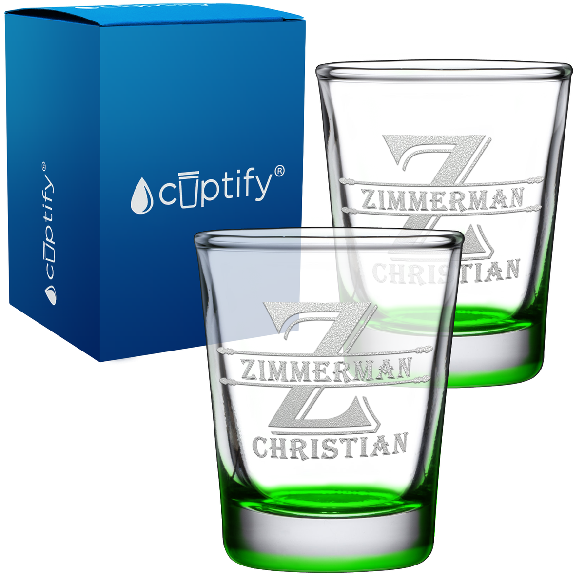 Personalized Initial Block 2oz Shot Glasses - Set of 2
