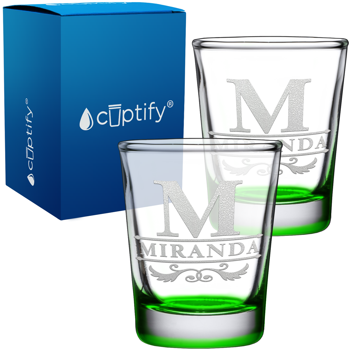 Personalized Initial Style 2oz Shot Glasses - Set of 2