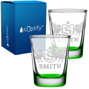 Personalized Pegasus Etched 2oz Shot Glasses - Set of 2