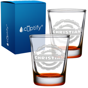 Personalized Asperous Monogram Etched 2oz Shot Glasses - Set of 2