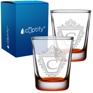 Personalized Classic Crest Etched 2oz Shot Glasses - Set of 2