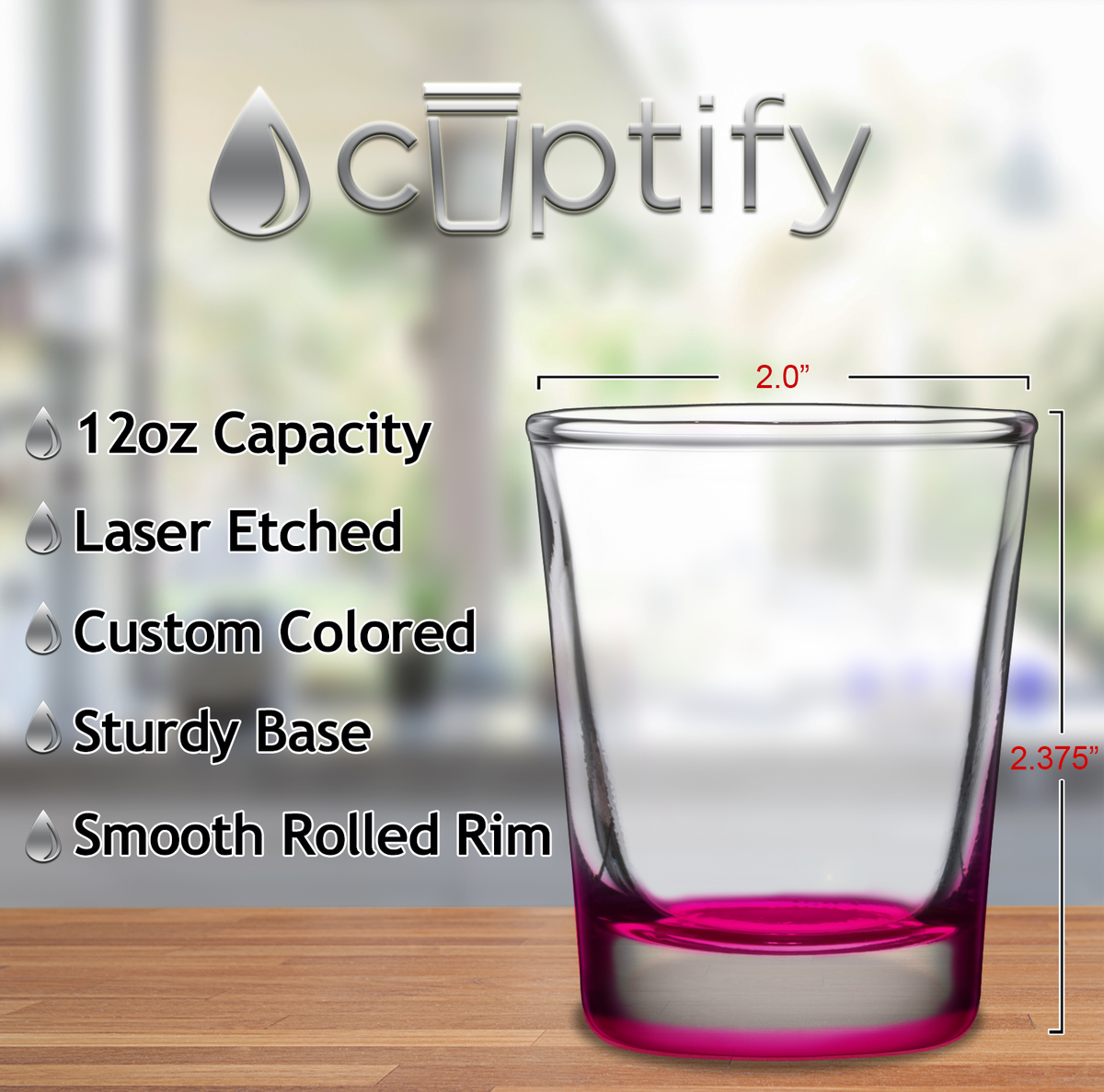 Pink Bottom 2oz Shot Glasses - Set of 2