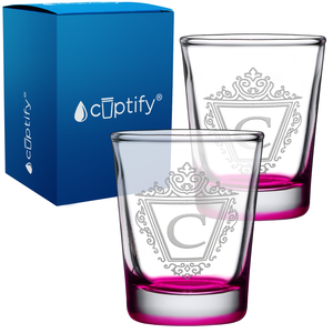Personalized Classic Crest Etched 2oz Shot Glasses - Set of 2