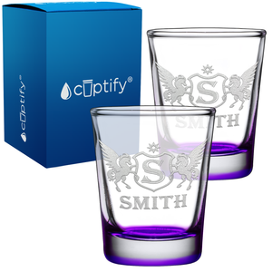 Personalized Pegasus Etched 2oz Shot Glasses - Set of 2