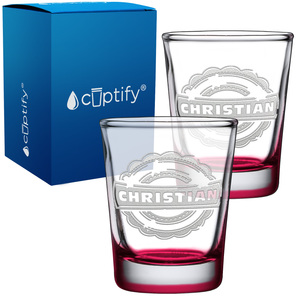 Personalized Asperous Monogram Etched 2oz Shot Glasses - Set of 2