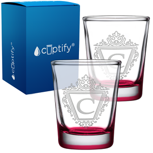 Personalized Classic Crest Etched 2oz Shot Glasses - Set of 2