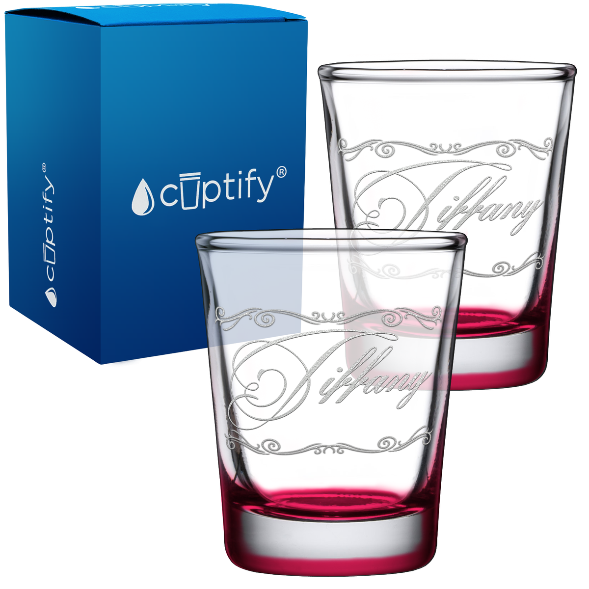 Personalized Scroll Script 2oz Shot Glasses - Set of 2