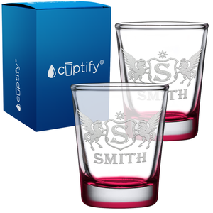 Personalized Pegasus Etched 2oz Shot Glasses - Set of 2